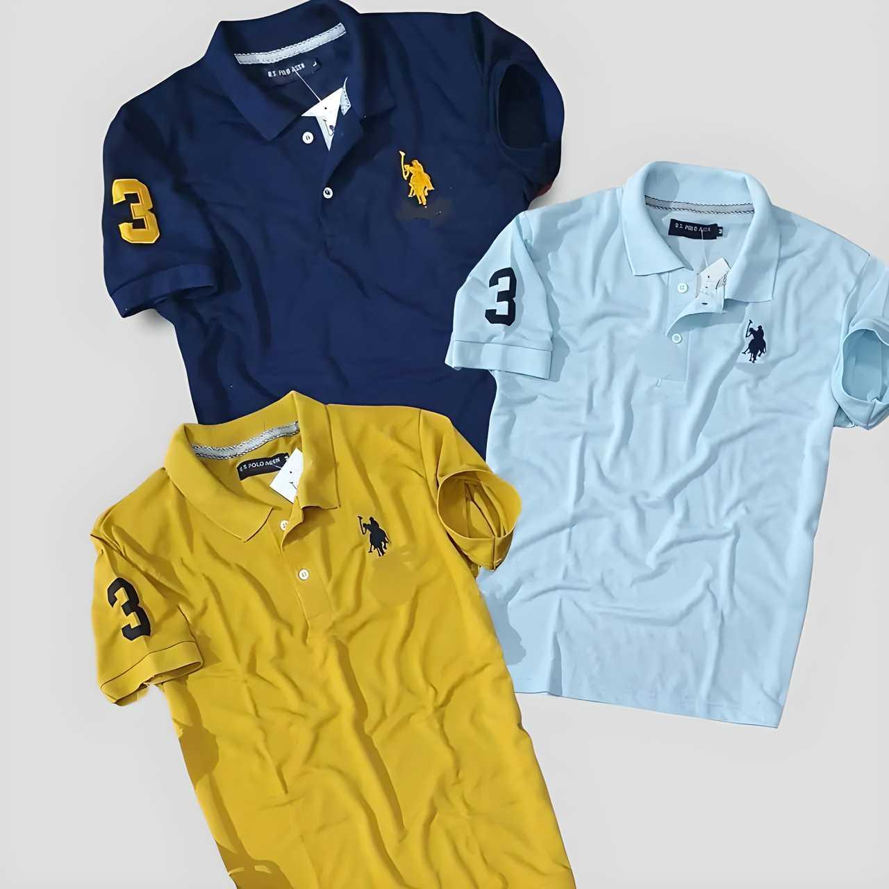 Mens Polo Neck T-Shirt (Pack Of 3)