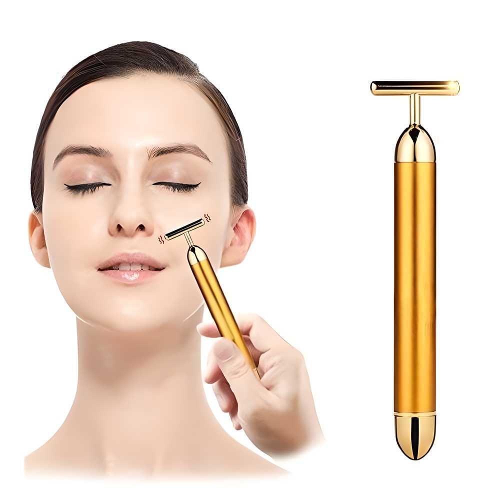 24K Gold Energy Beauty Bar Electric Facial Massage Roller - Advanced Nourishing Premium Skin & Beauty Care