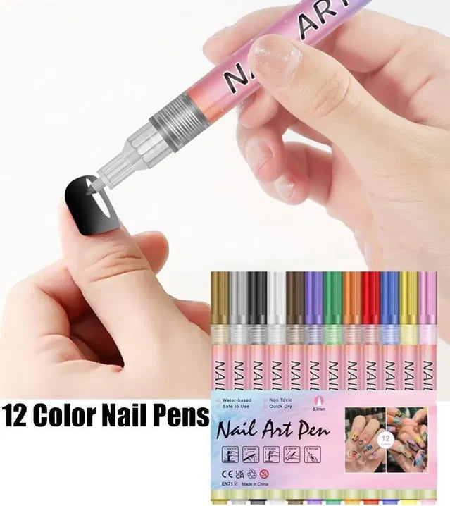 Nail Art Pens Set of 12 Colors - Advanced Nourishing Premium Skin & Beauty Care