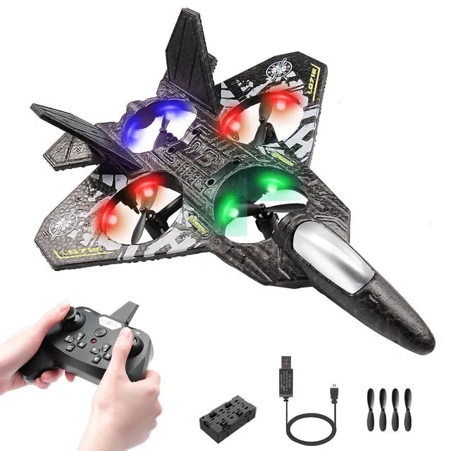 RC Plane, 2.4 GHz Remote Controlled Aeroplane Jet Fighter Quadcopter Aircraft - Premium Quality High-Durability Product