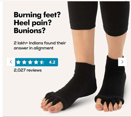 Foot Alignment Socks for Men & Women | 5 Toe Separator | Bunion Corrector | Foot Pain Relief - Premium Quality High-Durability Product